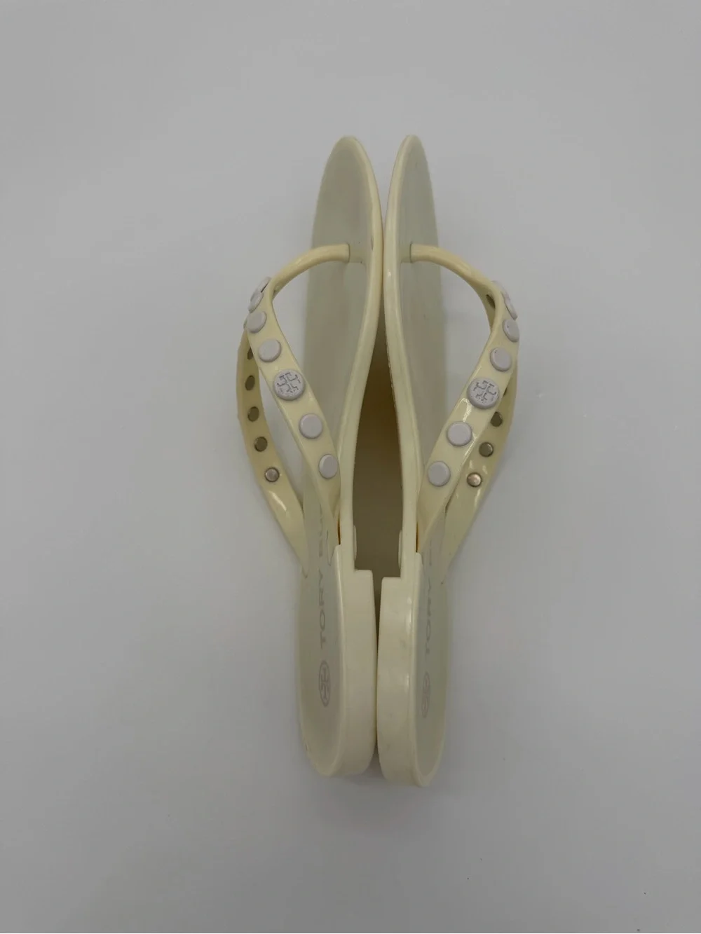 Tory Burch Cream Jelly Stud Flip Flop Sandals size 6